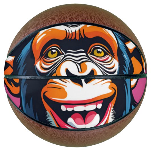 Schattigee Crazy Funny Chimpanzee Basketbal (Voorkant)