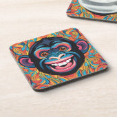 Schattigee Crazy Funny Chimpanzee Bier Onderzetter (Linkerzijde)