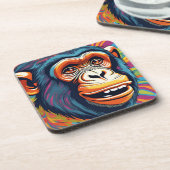 Schattigee Crazy Funny Chimpanzee Bier Onderzetter (Linkerzijde)