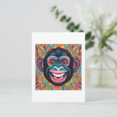 Schattigee Crazy Funny Chimpanzee Briefkaart (Staand voorkant)