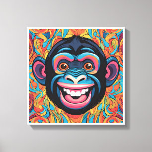 Schattigee Crazy Funny Chimpanzee Canvas Afdruk