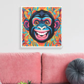 Schattigee Crazy Funny Chimpanzee Canvas Afdruk (Insitu (Woonkamer))