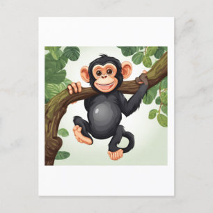 Schattigee Crazy Funny Chimpanzee Cartoon Briefkaart