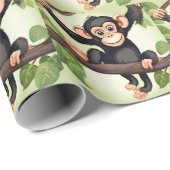 Schattigee Crazy Funny Chimpanzee Cartoon Cadeaupapier (Rol Hoek)