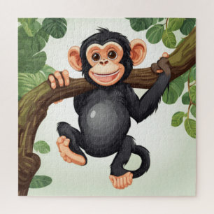 Schattigee Crazy Funny Chimpanzee Cartoon Legpuzzel