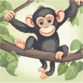 Schattigee Crazy Funny Chimpanzee Cartoon Sticker (Voorkant)