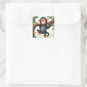 Schattigee Crazy Funny Chimpanzee Cartoon Vierkante Sticker (Tas)