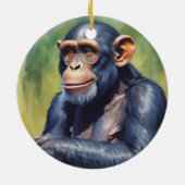 Schattigee Crazy Funny Chimpanzee Keramisch Ornament (Achterkant)
