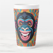 Schattigee Crazy Funny Chimpanzee Latte Mok (Voorkant)