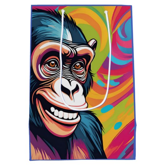 Schattigee Crazy Funny Chimpanzee Medium Cadeauzakje (Achterkant)