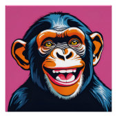 Schattigee Crazy Funny Chimpanzee Perfect Poster (Voorkant)
