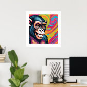 Schattigee Crazy Funny Chimpanzee Poster (Thuiskantoor)