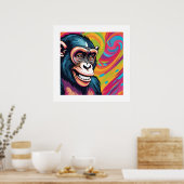 Schattigee Crazy Funny Chimpanzee Poster (Keuken)