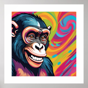 Schattigee Crazy Funny Chimpanzee Poster