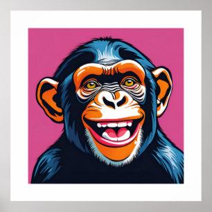 Schattigee Crazy Funny Chimpanzee Poster