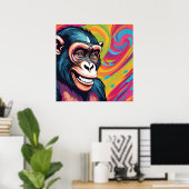 Schattigee Crazy Funny Chimpanzee Poster (Thuiskantoor)
