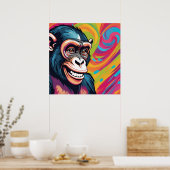 Schattigee Crazy Funny Chimpanzee Poster (Keuken)