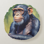 Schattigee Crazy Funny Chimpanzee Rond Kussen (Voorkant)