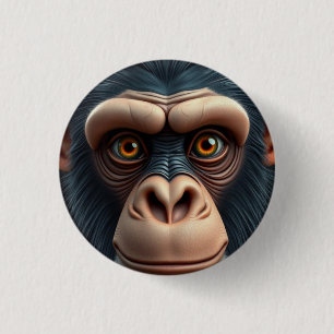 Schattigee Crazy Funny Chimpanzee Ronde Button 3,2 Cm
