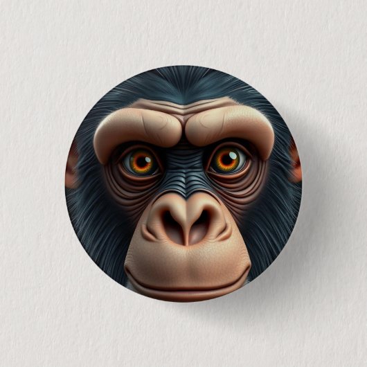 Schattigee Crazy Funny Chimpanzee Ronde Button 3,2 Cm (Voorkant)