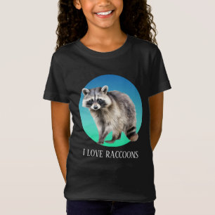 Schattigee Crazy Raccoon Lady Tekst toevoegen T-shirt
