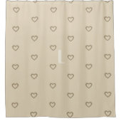 Schattigee Crème Goud Beige Harten Monogram Patroo Douchegordijn (Voorkant)