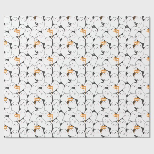 Schattigee Crowded Ghosts met Boo vlaggen Cadeaupapier (Vlak)