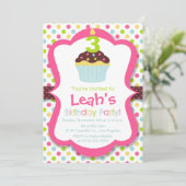 Schattigee Cupcake Candle verjaardagsfeestje uitno Kaart (Staand voorkant)