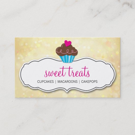 SCHATTIGEE CUPCAKE grillige bokeh patroon geel Visitekaartje (Voorkant)