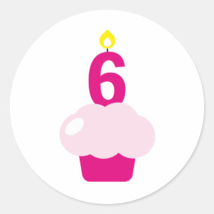 Schattigee Cupcake met Verjaardagskaars Ronde Sticker