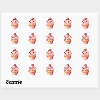Schattigee cupcake ronde sticker