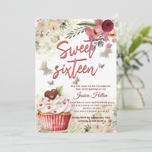 Schattigee cupcake Spring Butterfly boho bloemenzo Kaart (Staand voorkant)