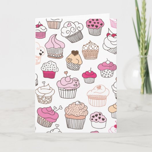 Schattigee cupcake sweet doodle kaart (Voorkant)