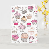 Schattigee cupcake sweet doodle kaart (Gele Bloem)