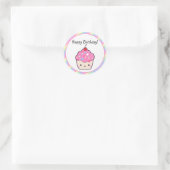Schattigee Cupcake Verjaardag Ronde Sticker (Tas)