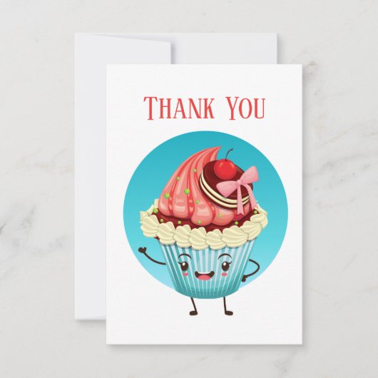 Schattigee cupcake verkopers of bakker bedankkaart (Voorkant)
