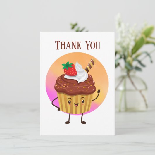 Schattigee cupcake verkopers of bakker Dank u Bedankkaart (Staand voorkant)