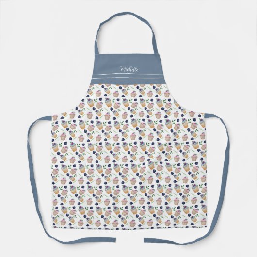 Schattigee cupcakes en fruit Waterverf kunst Schort (Voorkant)