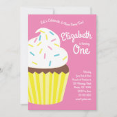 Schattigee Cupcakes Kinder 1e Verjaardagsfeestje Kaart (Voorkant)