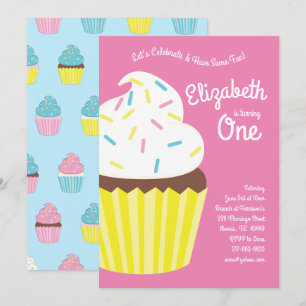 Schattigee Cupcakes Kinder 1e Verjaardagsfeestje Kaart
