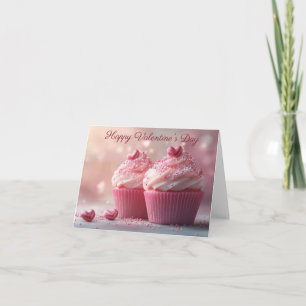 Schattigee Cupcakes met Harten Valentijns's Groet Kaart