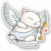 Schattigee Cupid Cat Angel Sticker (Voorkant)