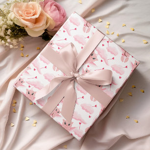 Schattigee Cupido met Roze Vleugels Patroon Valent Cadeaupapier