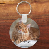 Schattigee Curly Naam Cat Foto Sleutelhanger (Voorkant)