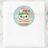 Schattigee Custom Baby's Eerste Kerstmis Ronde Sticker (Tas)