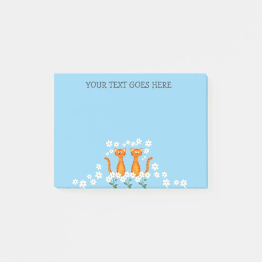 Schattigee Custom Ginger Bloemen Blauw Sinaasappel Post-it® Notes (Voorkant)