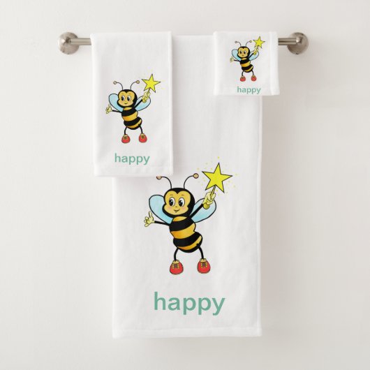 Schattigee Custom Honingbij op Witte Handdoek Set (Insitu)