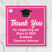Schattigee Custom Hot Pink Graduation Party Bedankjes Labels (Voorkant)