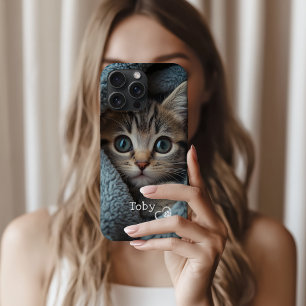 Schattigee Custom kitten Foto & Naam met Heart Paw iPhone 16 Pro Max Hoesje