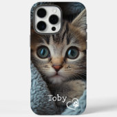 Schattigee Custom kitten Foto & Naam met Heart Paw Case-Mate iPhone Case (Achterkant)